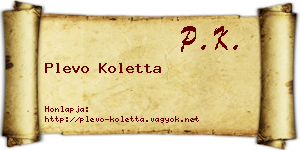 Plevo Koletta névjegykártya